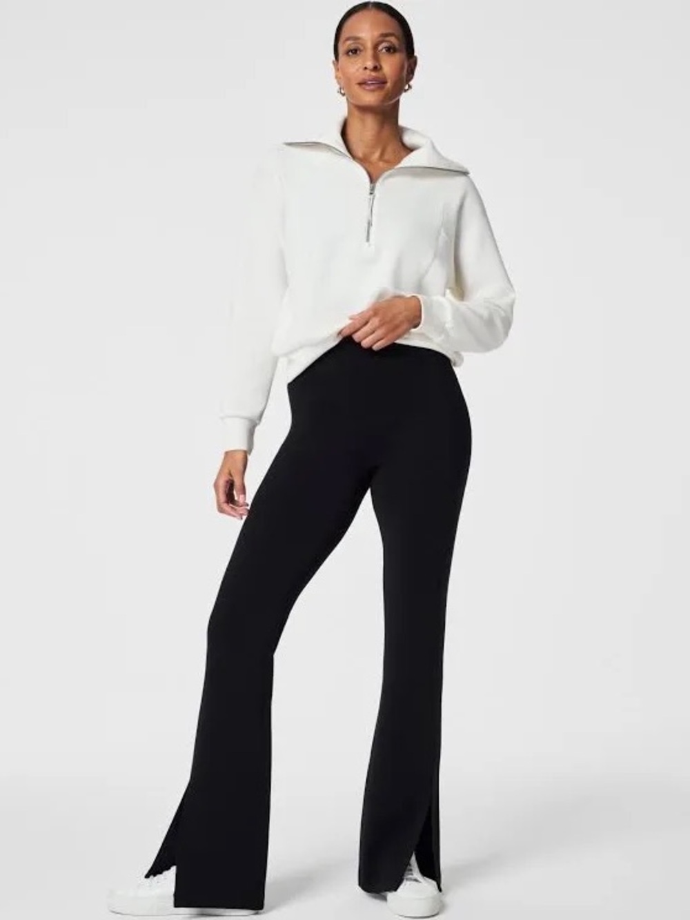 SPANX AirEssentials High Rise Split Hem Pants Black Tall Medium - Picture 2 of 9